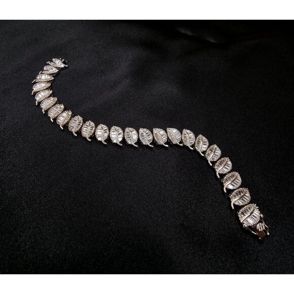 925 Sterling Silver Leaf Motif Bracelet With FZN Signature - Picture 4 of 5